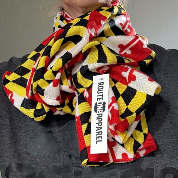 Maryland State Flag Infinity Scarf Terrapins New With Tags NWT Route One Apparel - Picture 2 of 10